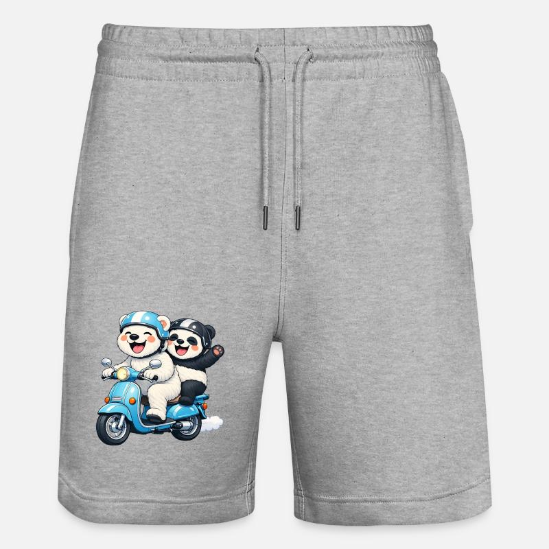 Ours polaire et panda en scooter - Short de jogging bio TRAINER Stanley/Stella unisexe - gris chiné