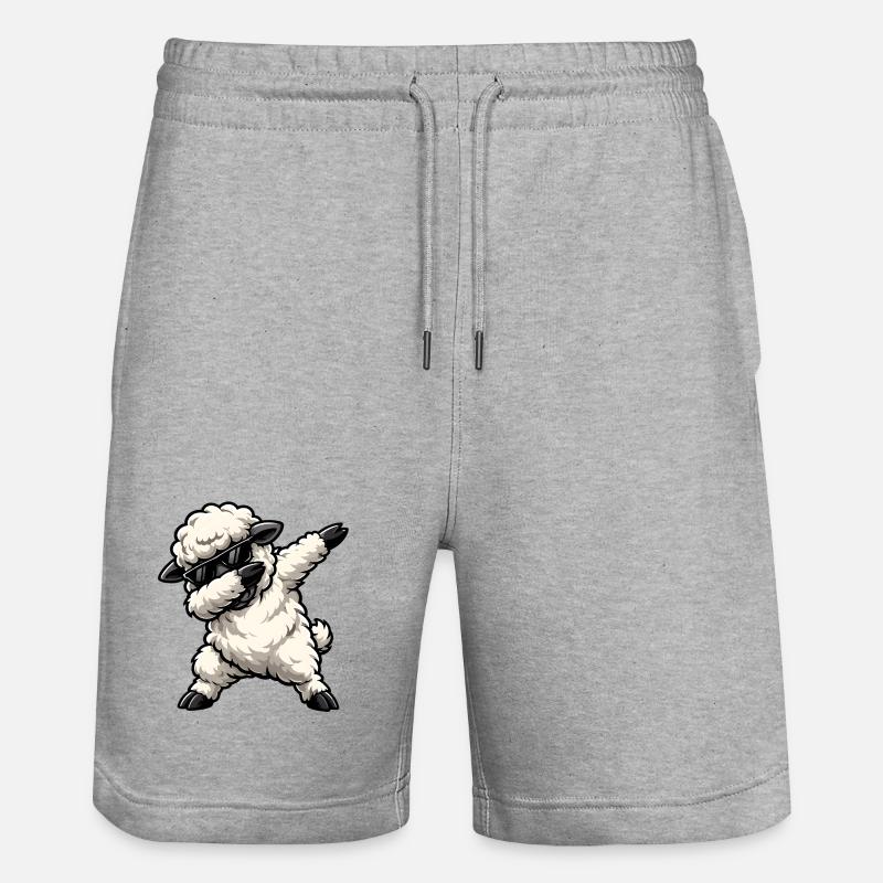 Dabbing Schaf - Stanley/Stella Unisex Bio Joggingshorts Trainer  - Grau meliert