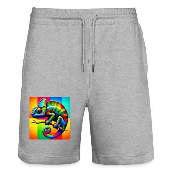 Chamäleon - Stanley/Stella Unisex Bio Joggingshorts Trainer  - Grau meliert - Vorne - Nik (191cm) & Marisol (170cm)