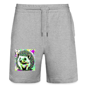 Igel - Stanley/Stella Unisex Bio Joggingshorts Trainer  - Grau meliert - Vorne - Nik (191cm) & Marisol (170cm)