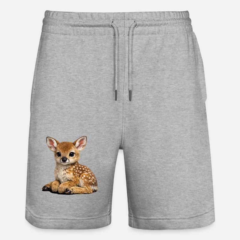 Illustration du garçon cerf mignon - Short de jogging bio TRAINER Stanley/Stella unisexe - gris chiné