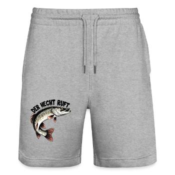 Der Hecht ruft! - Stanley/Stella Unisex Bio Joggingshorts Trainer  - Grau meliert - Vorne - Nik (191cm) & Marisol (170cm)