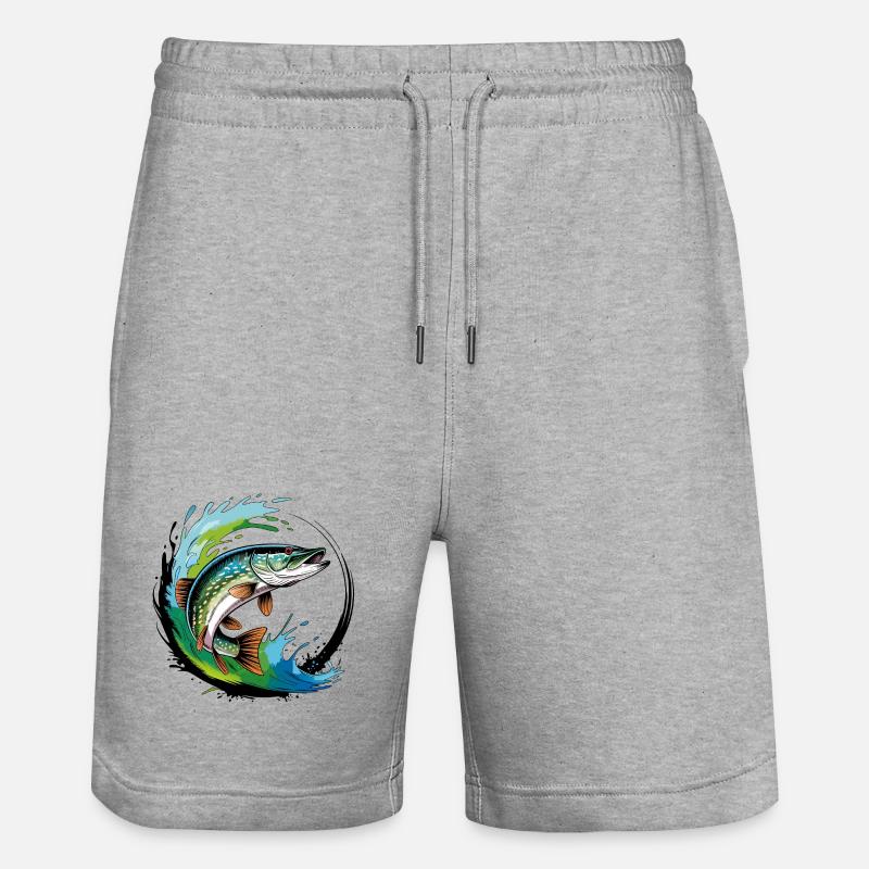 Pêche au brochet - Short de jogging bio TRAINER Stanley/Stella unisexe - gris chiné