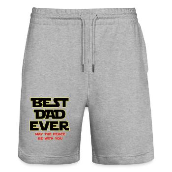 Best Dad Ever Neon Outline - Stanley/Stella Trainer Unisex Organic Jogging Shorts - heather grey - Front - Nik (191cm) & Marisol (170cm)