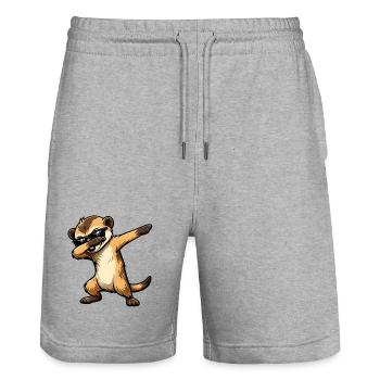 Dabbing Meerkat - Stanley/Stella Trainer Unisex Organic Jogging Shorts - heather grey - Front - Nik (191cm) & Marisol (170cm)