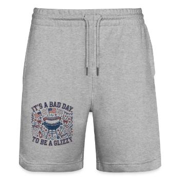 Aujourd’hui est un mauvais jour pour acheter un hot-dog brillant - Short de jogging bio TRAINER Stanley/Stella unisexe - gris chiné - Devant - Nik (191cm) & Marisol (170cm)