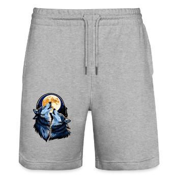 Wölfe bei Vollmond - Stanley/Stella Unisex Bio Joggingshorts Trainer  - Grau meliert - Vorne - Nik (191cm) & Marisol (170cm)