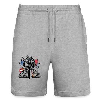 Liebesklang Stimme im Fokus - Stanley/Stella Unisex Bio Joggingshorts Trainer  - Grau meliert - Vorne - Nik (191cm) & Marisol (170cm)