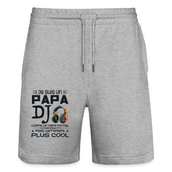Papa DJ - Cadeau Papa Dj - Short de jogging bio TRAINER Stanley/Stella unisexe - gris chiné - Devant - Nik (191cm) & Marisol (170cm)