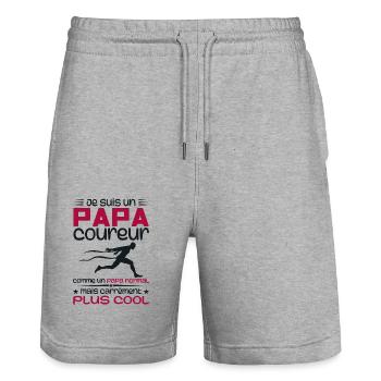Je Suis Un Papa Coureur Marathon - Short de jogging bio TRAINER Stanley/Stella unisexe - gris chiné - Devant - Nik (191cm) & Marisol (170cm)
