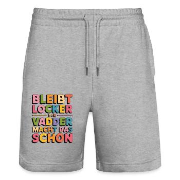 Bleibt locker Papa macht das schon Vadder kann das - Stanley/Stella Unisex Bio Joggingshorts Trainer  - Grau meliert - Vorne - Nik (191cm) & Marisol (170cm)