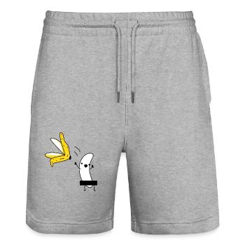 Naked banana - Stanley/Stella Trainer Unisex Organic Jogging Shorts - heather grey - Front - Nik (191cm) & Marisol (170cm)