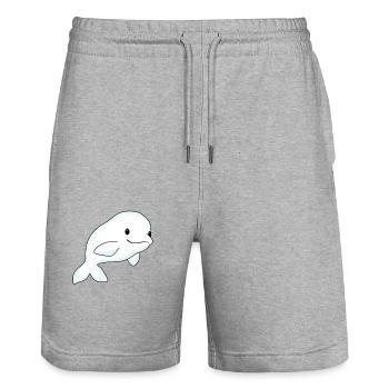 Beluga Whale White Whale Sea Fish Kids - Stanley/Stella Trainer Unisex Organic Jogging Shorts - heather grey - Front - Nik (191cm) & Marisol (170cm)