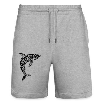 Tribal Hai - Stanley/Stella Unisex Bio Joggingshorts Trainer  - Grau meliert - Vorne - Nik (191cm) & Marisol (170cm)