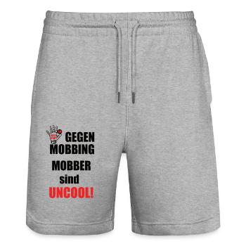 Gegen Mobbing - Stanley/Stella Unisex Bio Joggingshorts Trainer  - Grau meliert - Vorne - Nik (191cm) & Marisol (170cm)