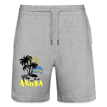 Aruba - Stanley/Stella Unisex Bio Joggingshorts Trainer  - Grau meliert - Vorne - Nik (191cm) & Marisol (170cm)