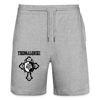 Thessaloniki - Stanley/Stella Unisex Bio Joggingshorts Trainer  - Grau meliert - Vorne - Nik (191cm) & Marisol (170cm)