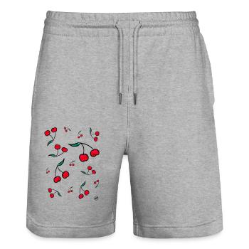 *BAM* be_cherry - Stanley/Stella Trainer Unisex Organic Jogging Shorts - heather grey - Front - Nik (191cm) & Marisol (170cm)