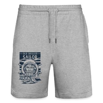 Alter Erfahrener Seemann Klassisch Maritim - Stanley/Stella Unisex Bio Joggingshorts Trainer  - Grau meliert - Vorne - Nik (191cm) & Marisol (170cm)