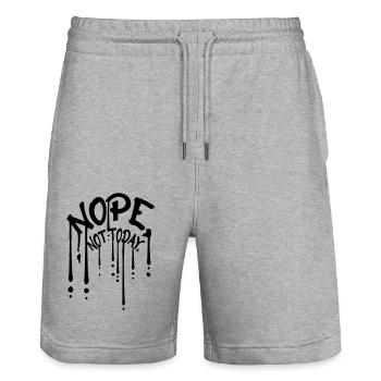 Graffiti Drops Nope - Stanley/Stella Trainer Unisex Organic Jogging Shorts - heather grey - Front - Nik (191cm) & Marisol (170cm)