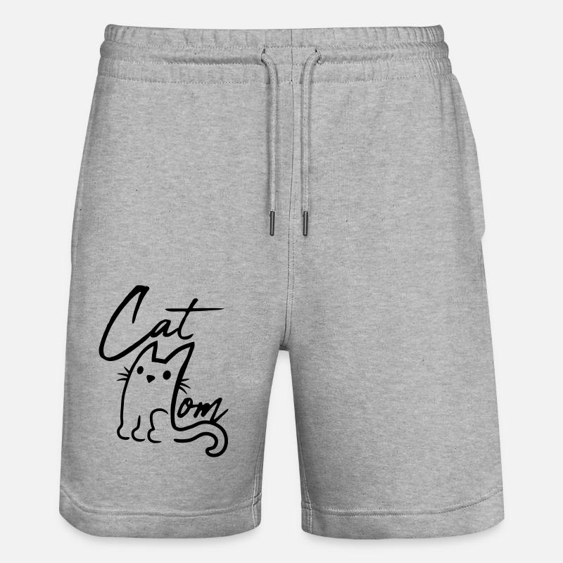 Cat Mom Text Logo - Stanley/Stella Unisex Bio Joggingshorts Trainer  - Grau meliert