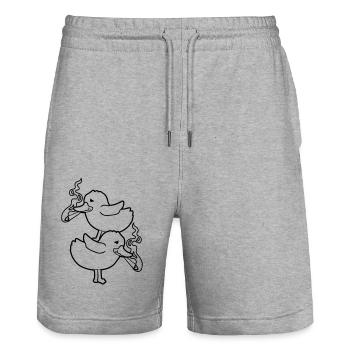 2 Friends Weed Chicks - Stanley/Stella Trainer Unisex Organic Jogging Shorts - heather grey - Front - Nik (191cm) & Marisol (170cm)