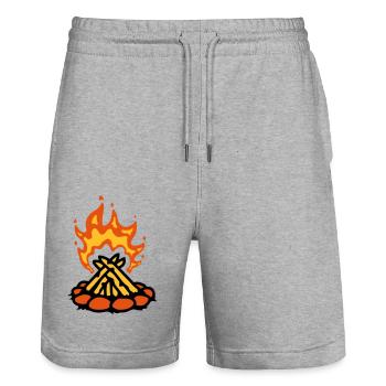 Feu primitif feu de camp camping - Short de jogging bio TRAINER Stanley/Stella unisexe - gris chiné - Devant - Nik (191cm) & Marisol (170cm)
