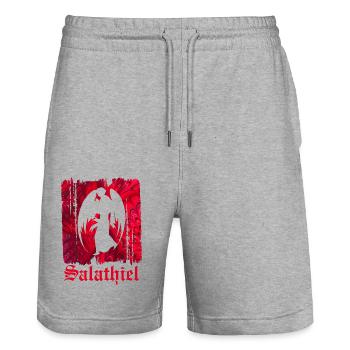 salathiel e 68 - Stanley/Stella Unisex Bio Joggingshorts Trainer  - Grau meliert - Vorne - Nik (191cm) & Marisol (170cm)