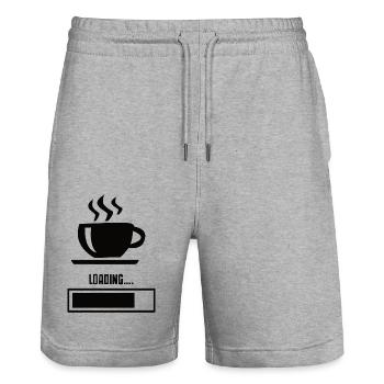 Kaffee Coffee Tasse Koffein Geschenk Kaffeebohne - Stanley/Stella Unisex Bio Joggingshorts Trainer  - Grau meliert - Vorne - Nik (191cm) & Marisol (170cm)