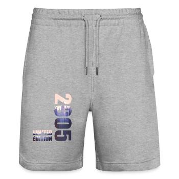 2005. Limited Edition T-Shirt Geburtstags Idee - Stanley/Stella Unisex Bio Joggingshorts Trainer  - Grau meliert - Vorne - Nik (191cm) & Marisol (170cm)