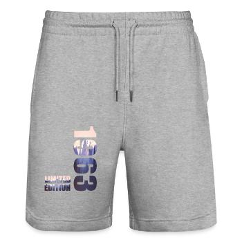 60th Birthday Man 60 Years Limited Edition 1963 - Stanley/Stella Trainer Unisex Organic Jogging Shorts - heather grey - Front - Nik (191cm) & Marisol (170cm)