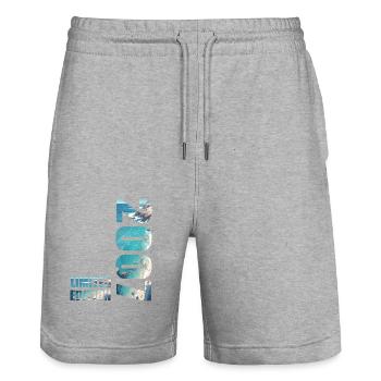 2007. Limited Edition T-Shirt Birthday Idea - Stanley/Stella Trainer Unisex Organic Jogging Shorts - heather grey - Front - Nik (191cm) & Marisol (170cm)