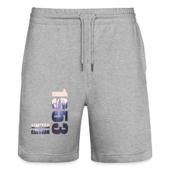 1953. Limited Edition T-Shirt Geburtstags Idee - Stanley/Stella Unisex Bio Joggingshorts Trainer  - Grau meliert - Vorne - Nik (191cm) & Marisol (170cm)