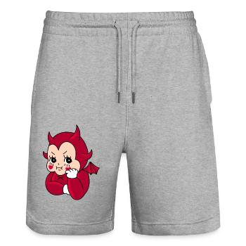 Devil baby doll - Short de jogging bio TRAINER Stanley/Stella unisexe - gris chiné - Devant - Nik (191cm) & Marisol (170cm)