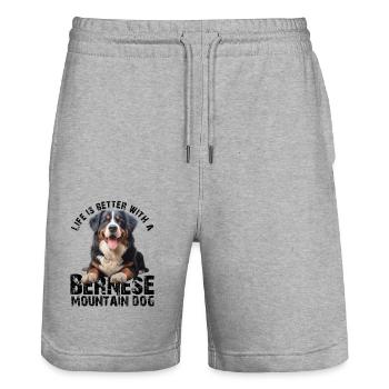 Berner Sennenhund - Stanley/Stella Unisex Bio Joggingshorts Trainer  - Grau meliert - Vorne - Nik (191cm) & Marisol (170cm)