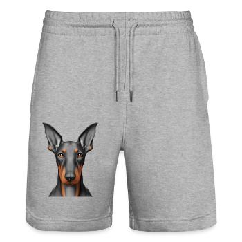 Doberman Trainer Doberman Dog Doberman Puppy - Stanley/Stella Trainer Unisex Organic Jogging Shorts - heather grey - Front - Nik (191cm) & Marisol (170cm)