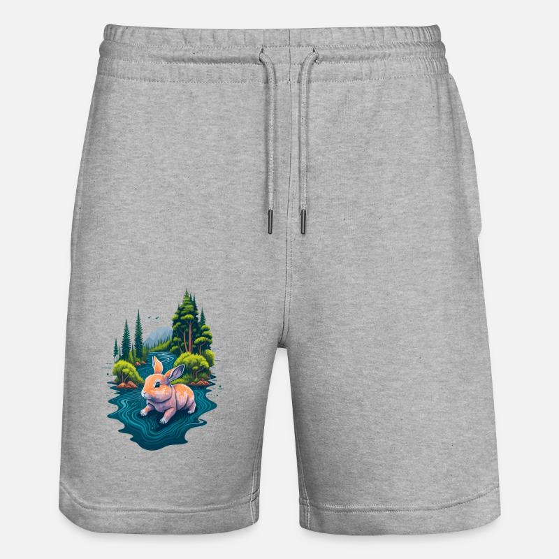 Belle illustration d’un lapin - Short de jogging bio TRAINER Stanley/Stella unisexe - gris chiné