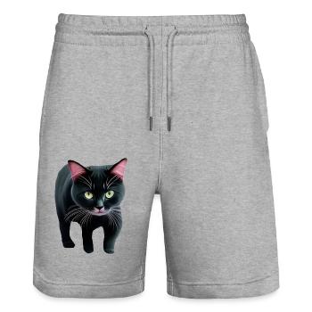 Kater - Stanley/Stella Unisex Bio Joggingshorts Trainer  - Grau meliert - Vorne - Nik (191cm) & Marisol (170cm)
