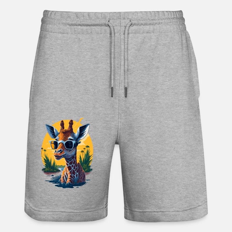 Coole Giraffe - Stanley/Stella Unisex Bio Joggingshorts Trainer  - Grau meliert