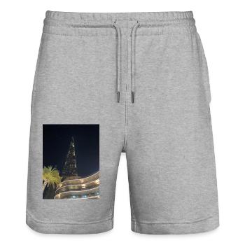 Burj Khalifa Dubai - Stanley/Stella Unisex Bio Joggingshorts Trainer  - Grau meliert - Vorne - Nik (191cm) & Marisol (170cm)