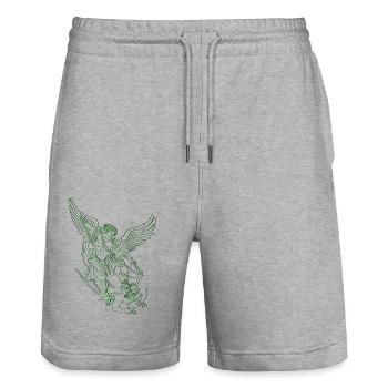 michael archangel saint christian angels saint snk - Stanley/Stella Trainer Unisex Organic Jogging Shorts - heather grey - Front - Nik (191cm) & Marisol (170cm)