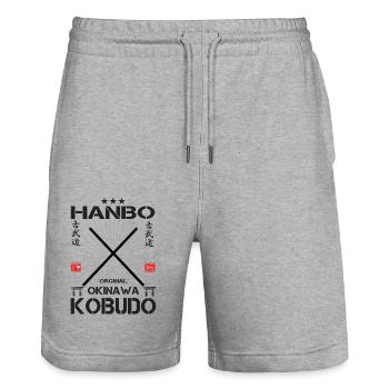 Hanbo die Kunst der Verteidigung im Okinawa Stil - Stanley/Stella Unisex Bio Joggingshorts Trainer  - Grau meliert - Vorne - Nik (191cm) & Marisol (170cm)