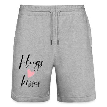 hugs & kisses - Stanley/Stella Trainer Unisex Organic Jogging Shorts - heather grey - Front - Nik (191cm) & Marisol (170cm)