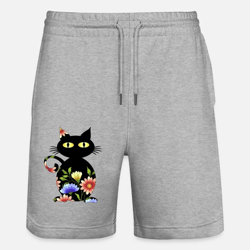 Katze - Stanley/Stella Unisex Bio Joggingshorts Trainer - Grau meliert