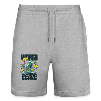 420 BMO Paix mondiale - Short de jogging bio TRAINER Stanley/Stella unisexe - gris chiné - Devant - Nik (191cm) & Marisol (170cm)