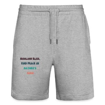 "Highland Bliss, Find Peace in Nature's Kiss!" - Stanley/Stella Unisex Bio Joggingshorts Trainer  - Grau meliert - Vorne - Nik (191cm) & Marisol (170cm)
