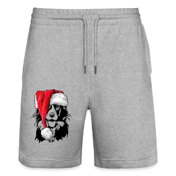 Santa Border Collie Weihnachten Hunde Wilsigns - Stanley/Stella Unisex Bio Joggingshorts Trainer  - Grau meliert - Vorne - Nik (191cm) & Marisol (170cm)