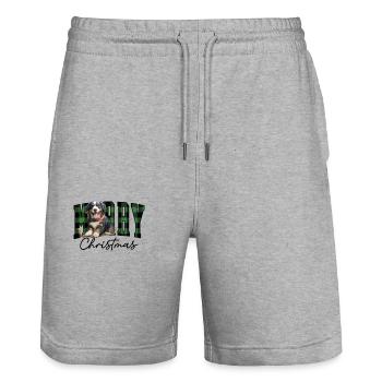 Christmas Bernese mountain dog - Stanley/Stella Trainer Unisex Organic Jogging Shorts - heather grey - Front - Nik (191cm) & Marisol (170cm)