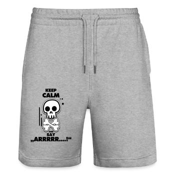 Pirates keep calm and say arrrr - Stanley/Stella Trainer Unisex Organic Jogging Shorts - heather grey - Front - Nik (191cm) & Marisol (170cm)
