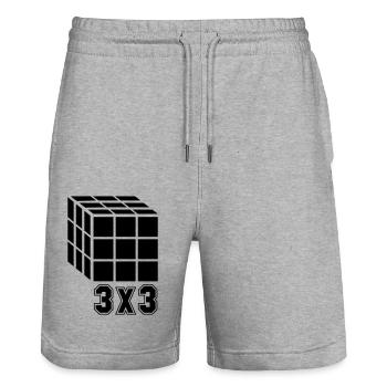 3x3 Würfel Cube - Stanley/Stella Unisex Bio Joggingshorts Trainer  - Grau meliert - Vorne - Nik (191cm) & Marisol (170cm)
